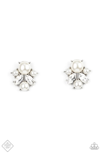 Paparazzi Royal Reverie White Post Earrings - Fashion Fiercely 5th Avenue July 2021