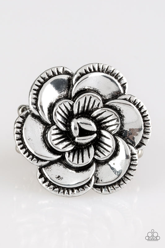 Paparazzi Flowerbed and Breakfast Silver Ring