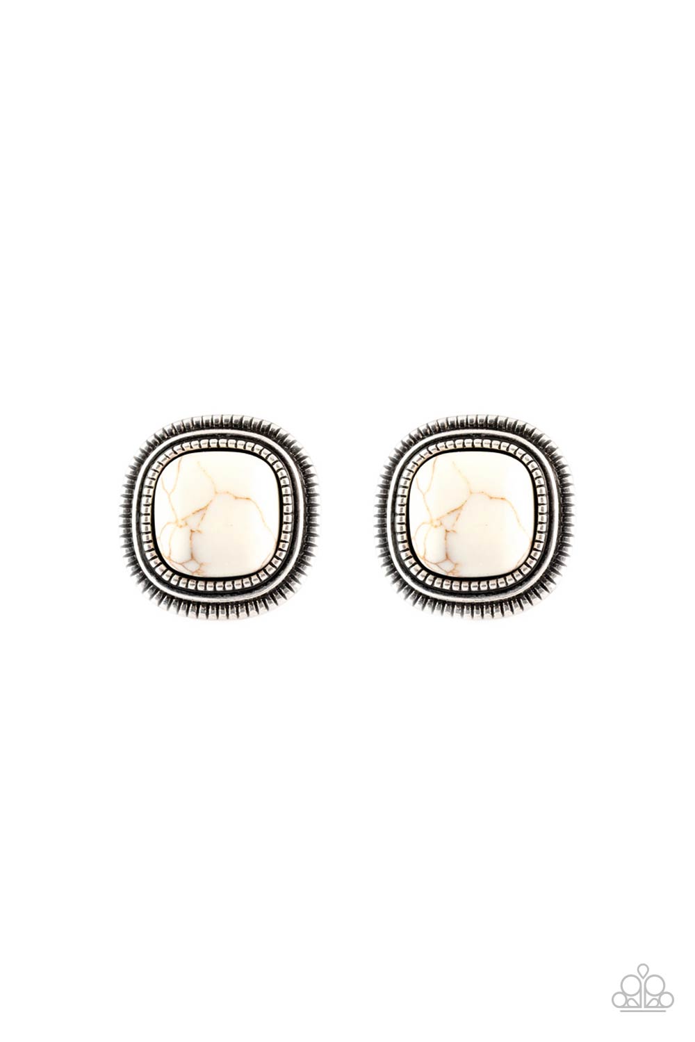 Paparazzi FRONTIER-Runner White Post Earrings - P5PO-WTXX-158XX