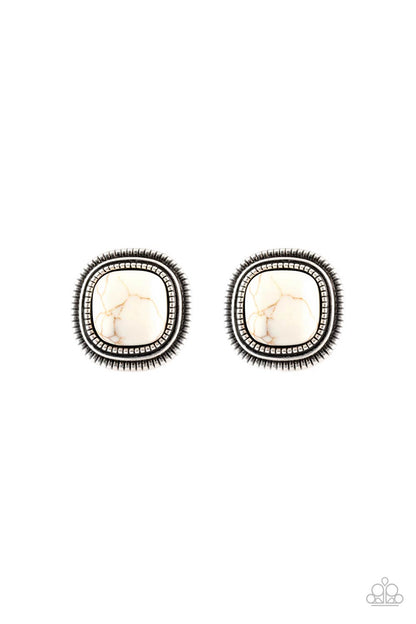 Paparazzi FRONTIER-Runner White Post Earrings - P5PO-WTXX-158XX