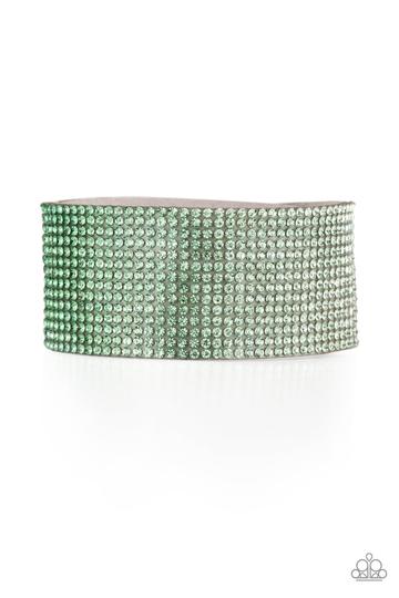 Paparazzi Fade Out Green Single Wrap Snap Bracelet - P9DI-URGR-072XX