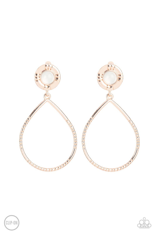 Paparazzi Fairytale Finish Rose Gold Clip-On Earrings - P5CO-GDRS-059XX