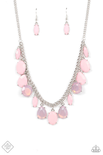 Paparazzi Fairytale Fortuity Pink Short Necklace - Fashion Fix Glimpses of Malibu February 2022