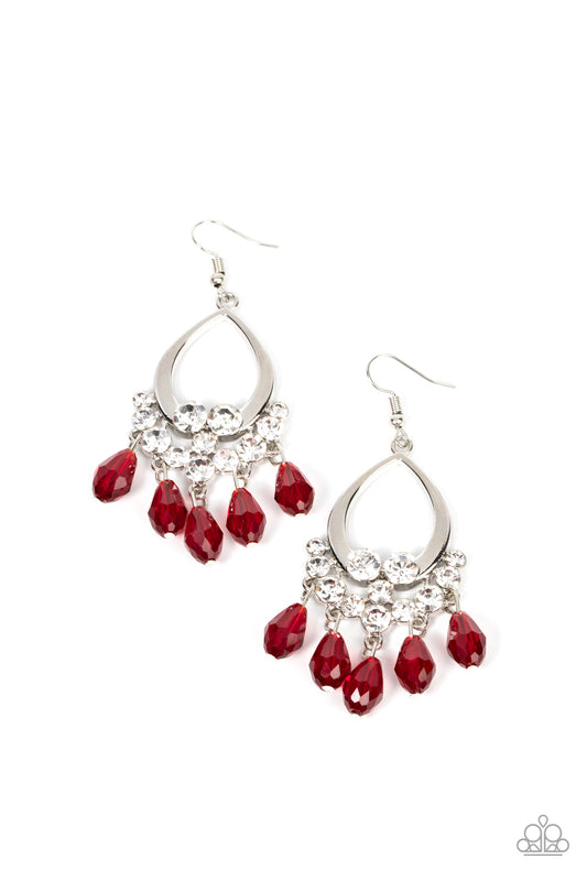 Paparazzi Famous Fashionista Red Fishhook Earrings - P5RE-RDXX-171XX