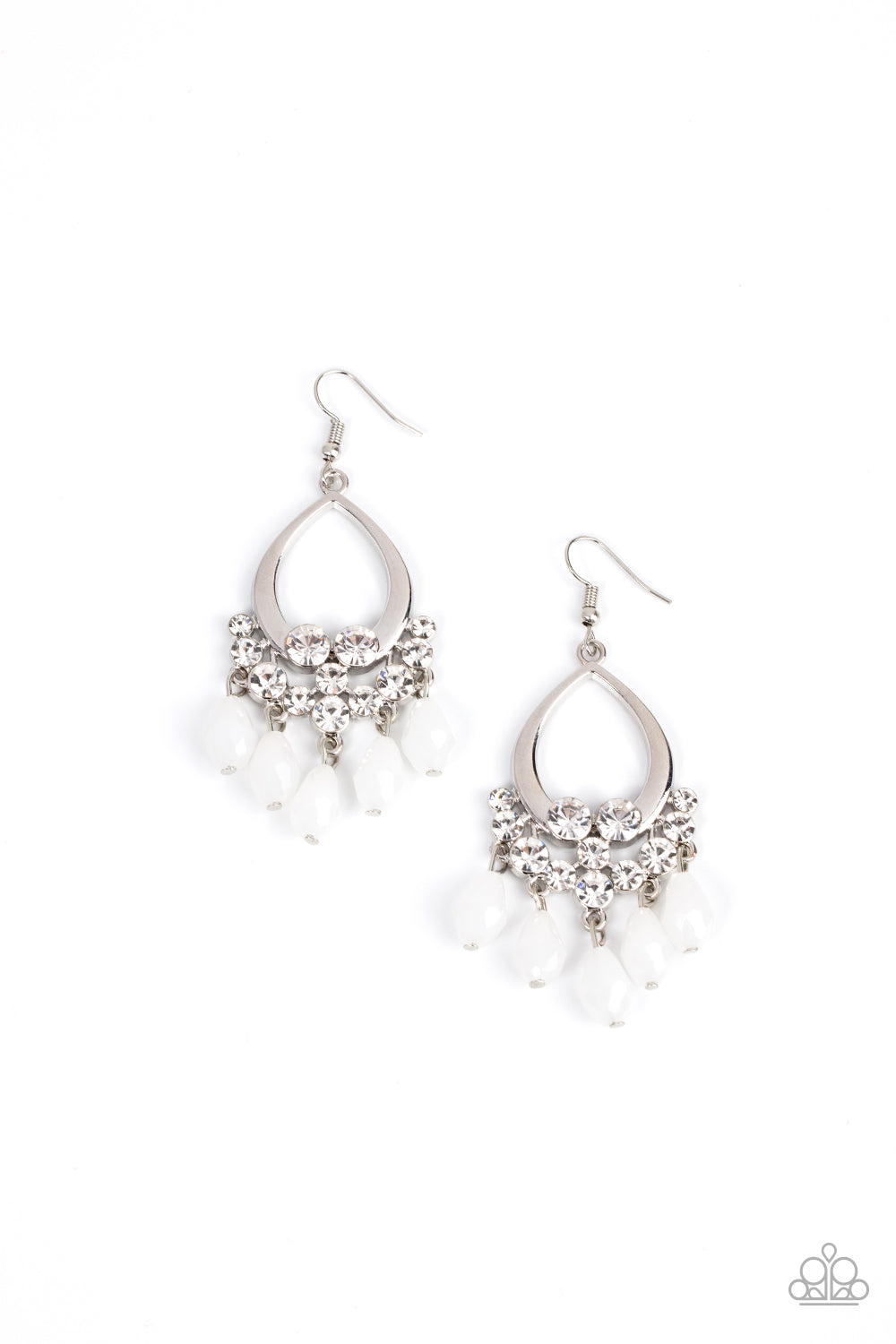 Paparazzi Famous Fashionista White Fishhook Earrings - P5RE-WTXX-564XX