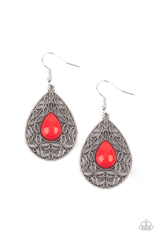 Paparazzi Fanciful Droplets Red Fishhook Earrings - P5WH-RDXX-142XX