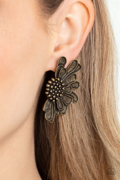 Paparazzi Farmstead Meadow Brass Post Earrings - P5PO-BRXX-065XX