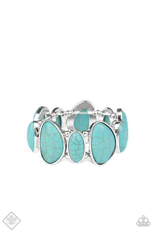 Paparazzi Feel At Homestead Blue Stone Stretch Bracelet - Fashion Fix Exclusive Simply Santa Fe September 2020