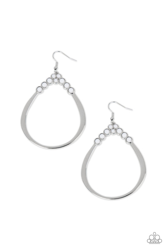 Paparazzi Festive Fervor White Fishhook Earrings - P5WH-WTXX-248XX