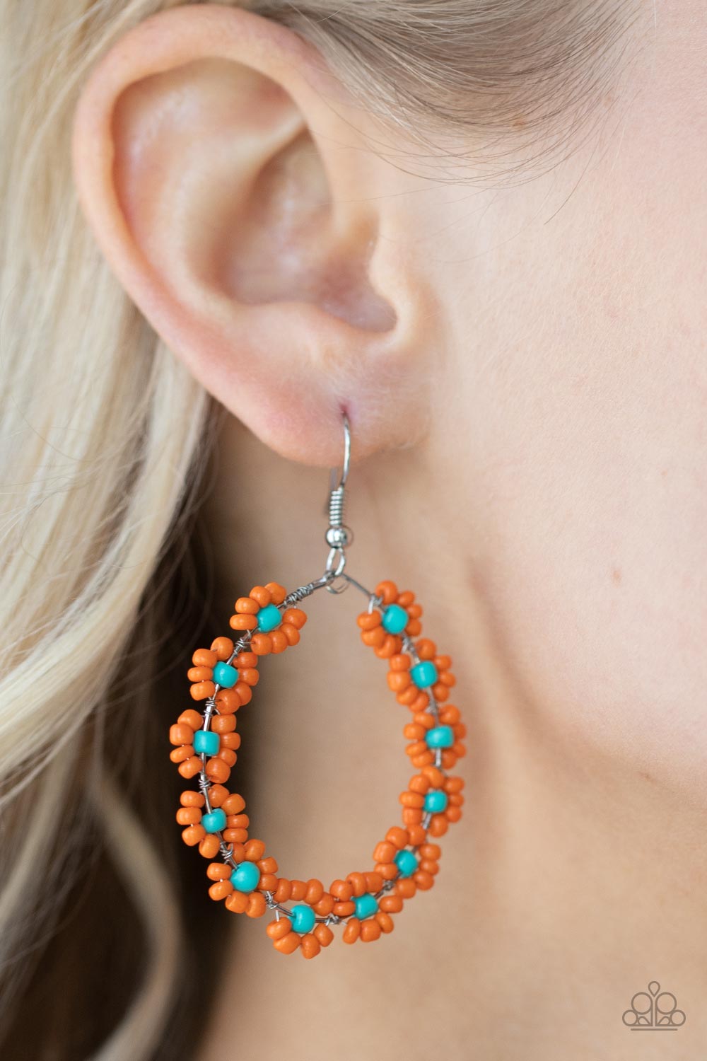 Paparazzi Festively Flower Child Orange Fishhook Earrings - P5SE-OGXX-181XX