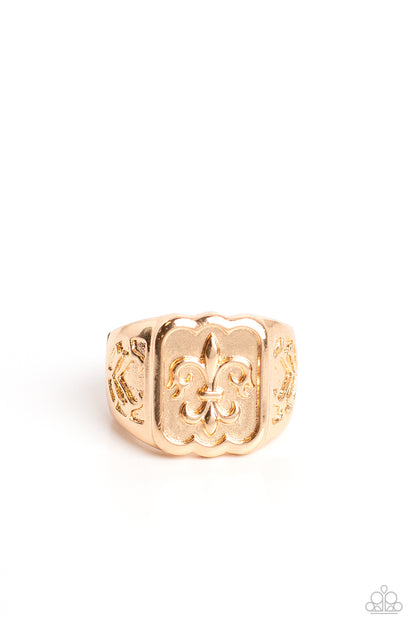 Paparazzi Fiercely Fleur-De-Lis Gold Men's Ring - P4MN-URGD-029XX