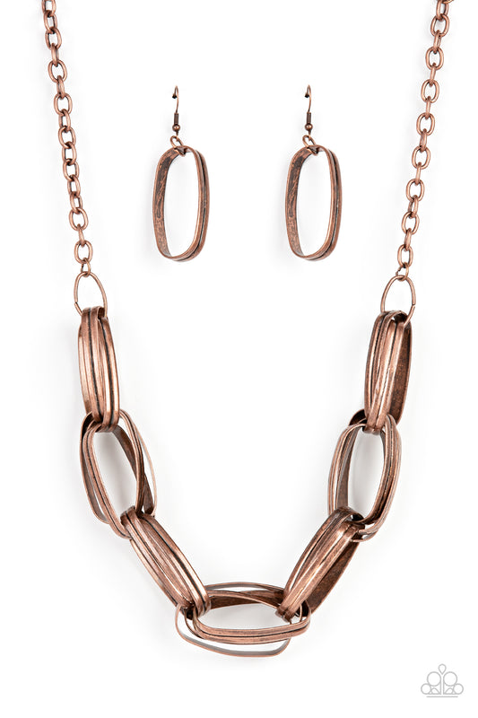 Paparazzi Fiercely Flexing Copper Short Necklace - P2IN-CPXX-144XX