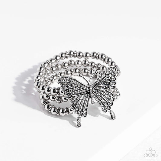 Paparazzi First WINGS First White Stretch Bracelet - P9ST-WTXX-031XX