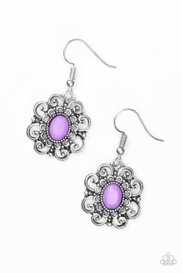 Paparazzi First and Foremost Flowers Purple Fishhook Earrings