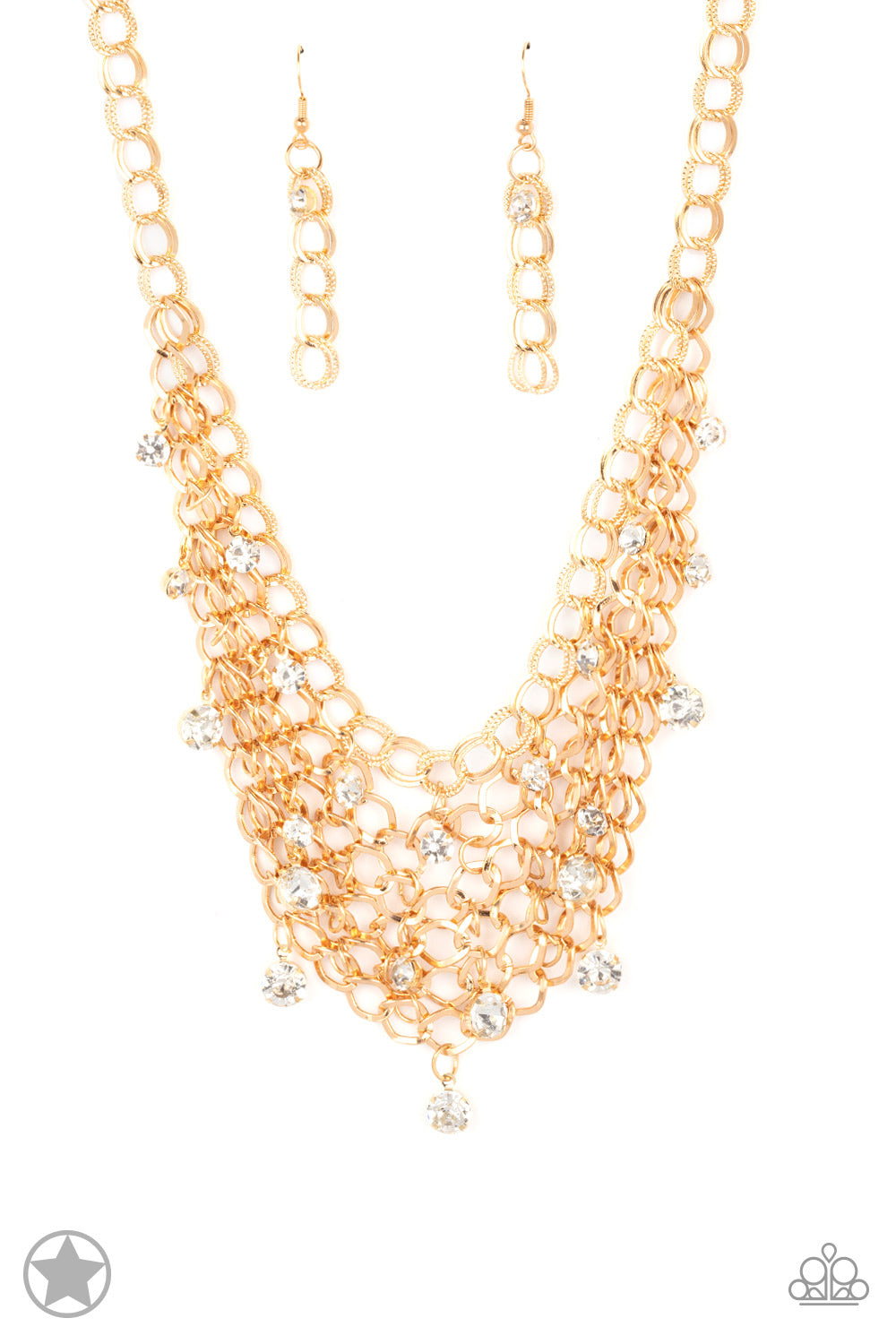 Paparazzi Fishing For Compliments Gold Short Blockbuster Necklace