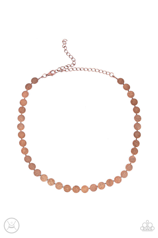 Paparazzi Flash Mob Flicker Copper Choker Necklace - P2CH-CPXX-049XX