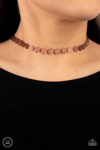 Paparazzi Flash Mob Flicker Copper Choker Necklace - P2CH-CPXX-049XX