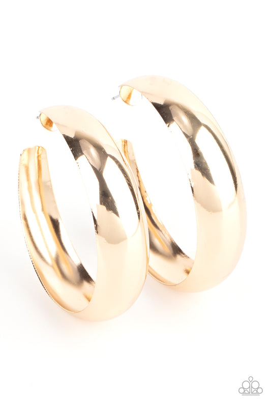 Paparazzi Flat Out Flawless Gold Post Hoop Earrings - P5HO-GDXX-204XX