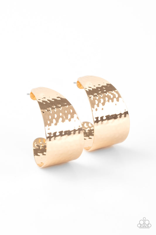 Paparazzi Flatten The Curve Gold Post Hoop Earrings - P5HO-GDXX-166XX