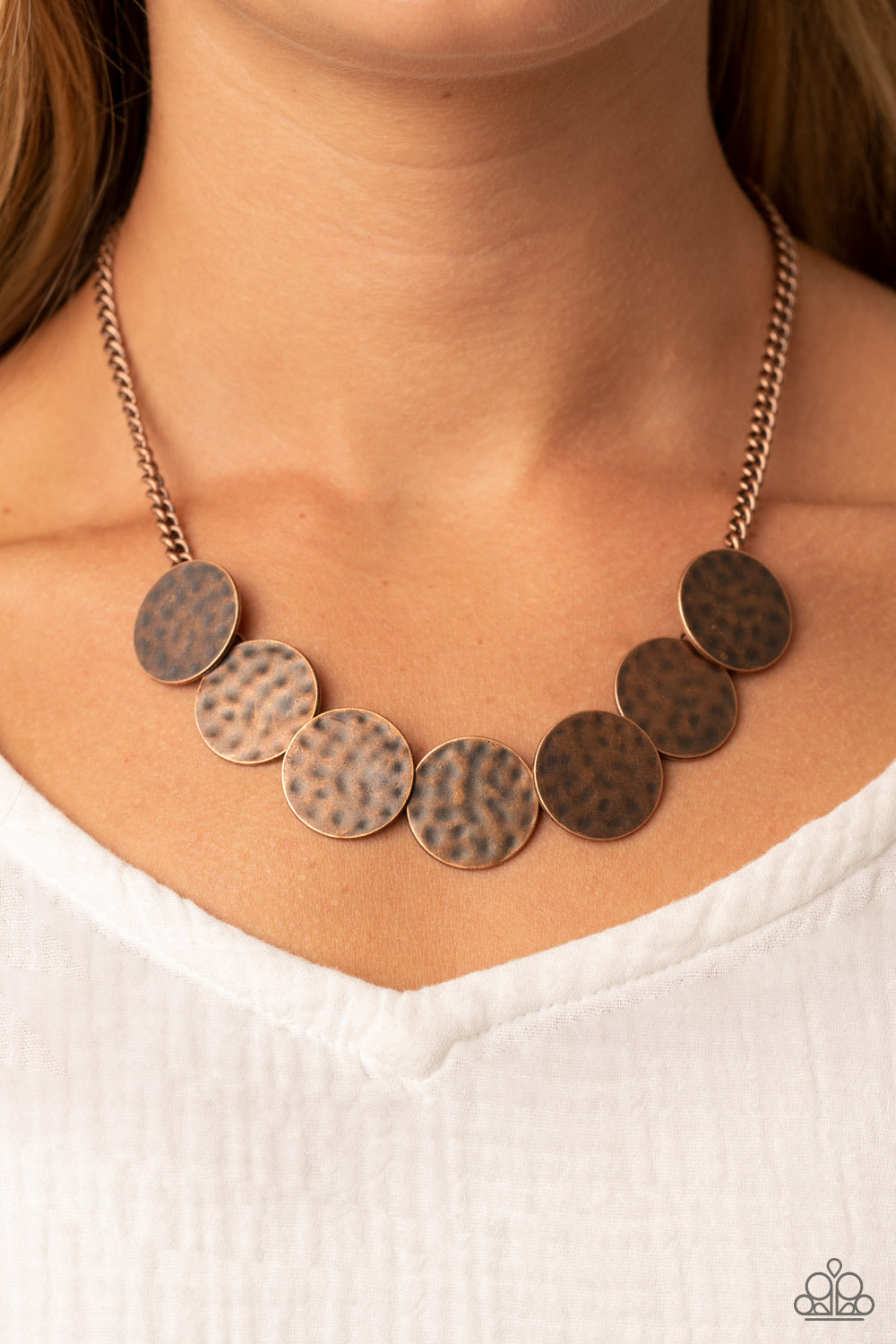 Paparazzi Flip a Coin Copper Short Necklace - P2IN-CPXX-146XX