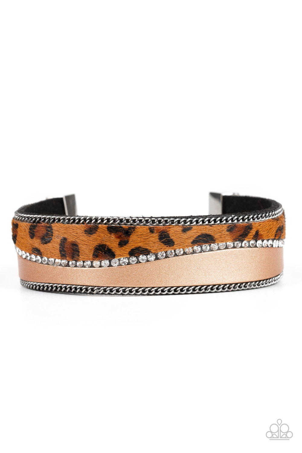 Paparazzi Flirtatiously Feline Brown Clasp Bracelet - Life of the Party Exclusive October 2019