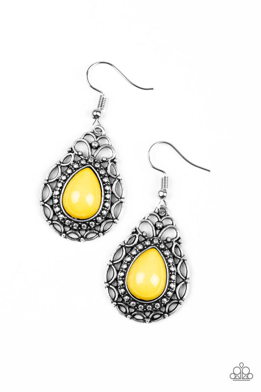 Paparazzi Flirty Finesse Yellow Fishhook Earrings