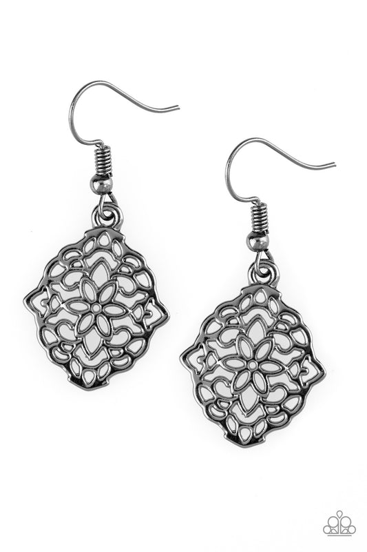 Paparazzi Flirty Florals Black Fishhook Earrings - P5DA-BKXX-064XX