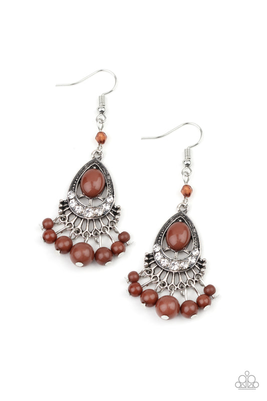 Paparazzi Floating On HEIR Brown Fishhook Earrings - P5WH-BNXX-114XX