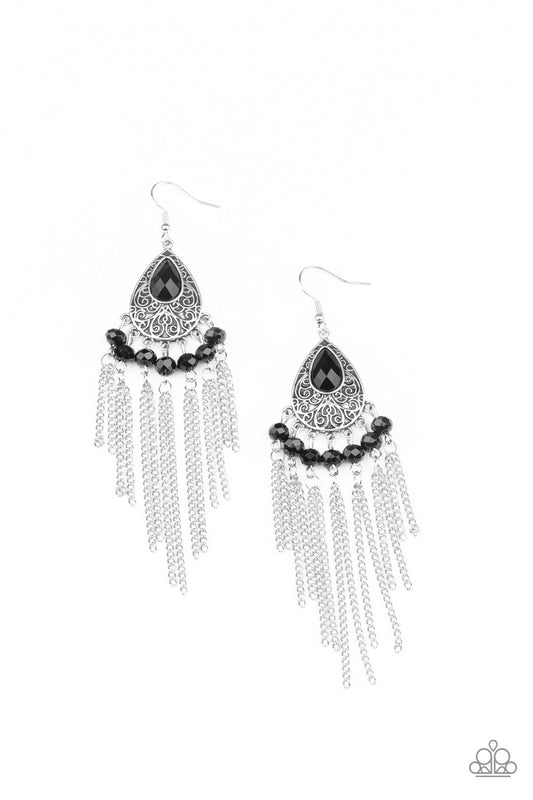 Paparazzi Floating On HEIR Black Fishhook Earrings