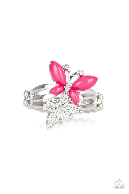 Paparazzi Flutter Flirt Pink Butterfly Ring