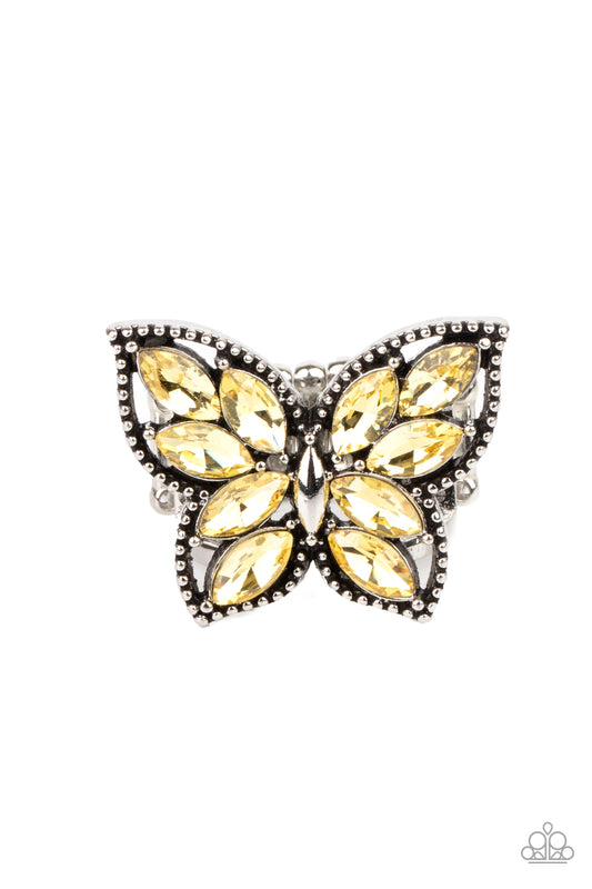 Paparazzi Fluttering Fashionista Yellow Ring - P4RE-YWXX-048XX