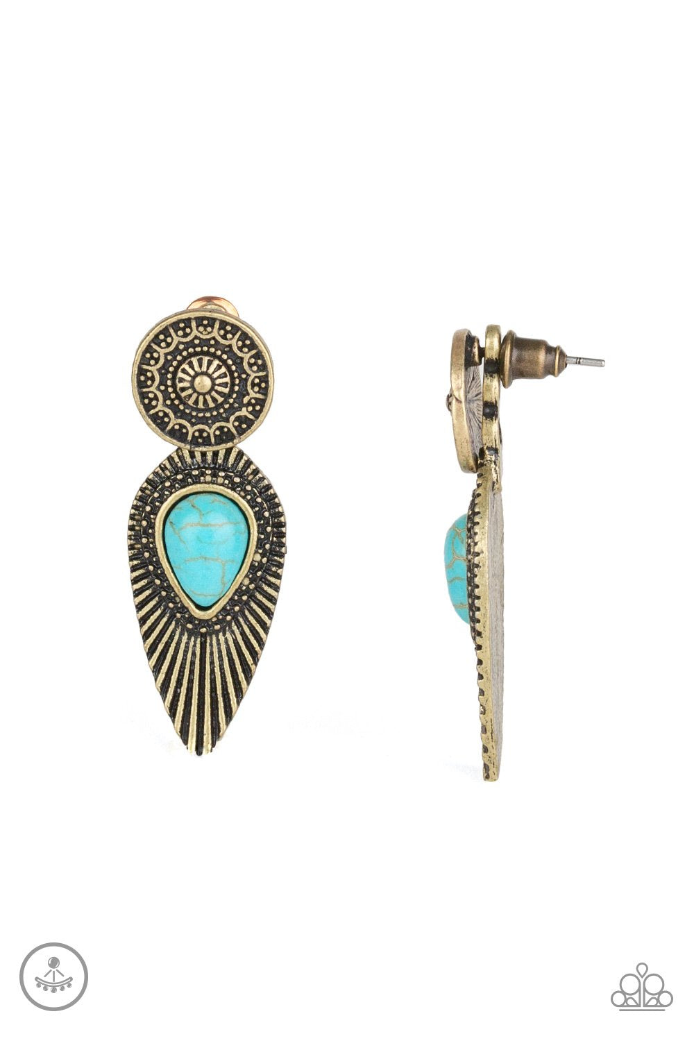 Paparazzi Fly Into The Sun Brass Post Jacket Earrings