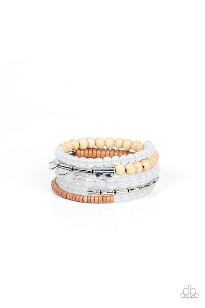 Paparazzi Free-Spirited Spiral White Coil Wrap Bracelet - P9SE-WTXX-214XX