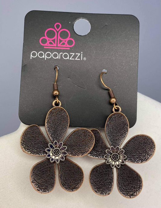 Paparazzi Fresh Florals Copper Fishhook Earrings - May 2021 Fashion Fix Exclusive