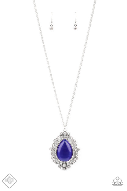 Paparazzi Frozen Gardens Blue Long Necklace - Fashion Fix Glimpses of Malibu November 2020