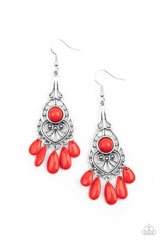 Paparazzi Fruity Tropics Red Fishhook Earrings