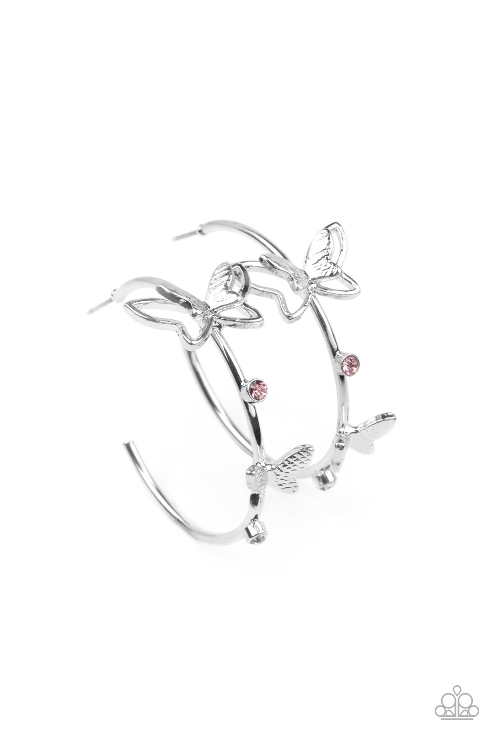 Paparazzi Full Out Flutter Pink Post Hoop Earrings - P5HO-PKXX-034XX