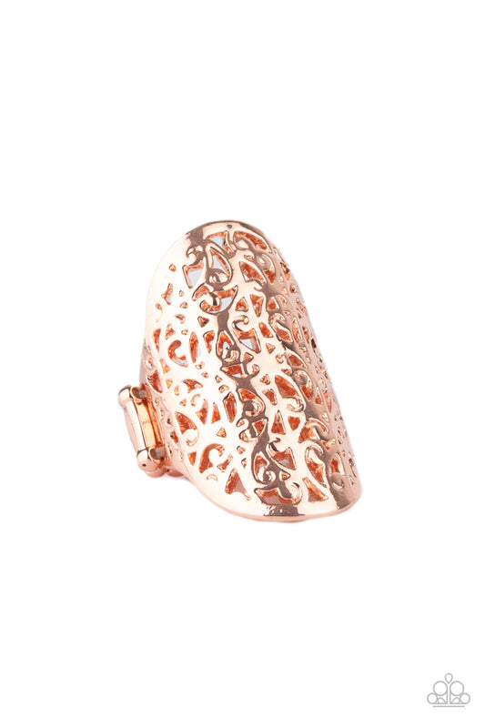 Paparazzi Full Out Frill Copper Ring - P4WH-CPXX-103XX