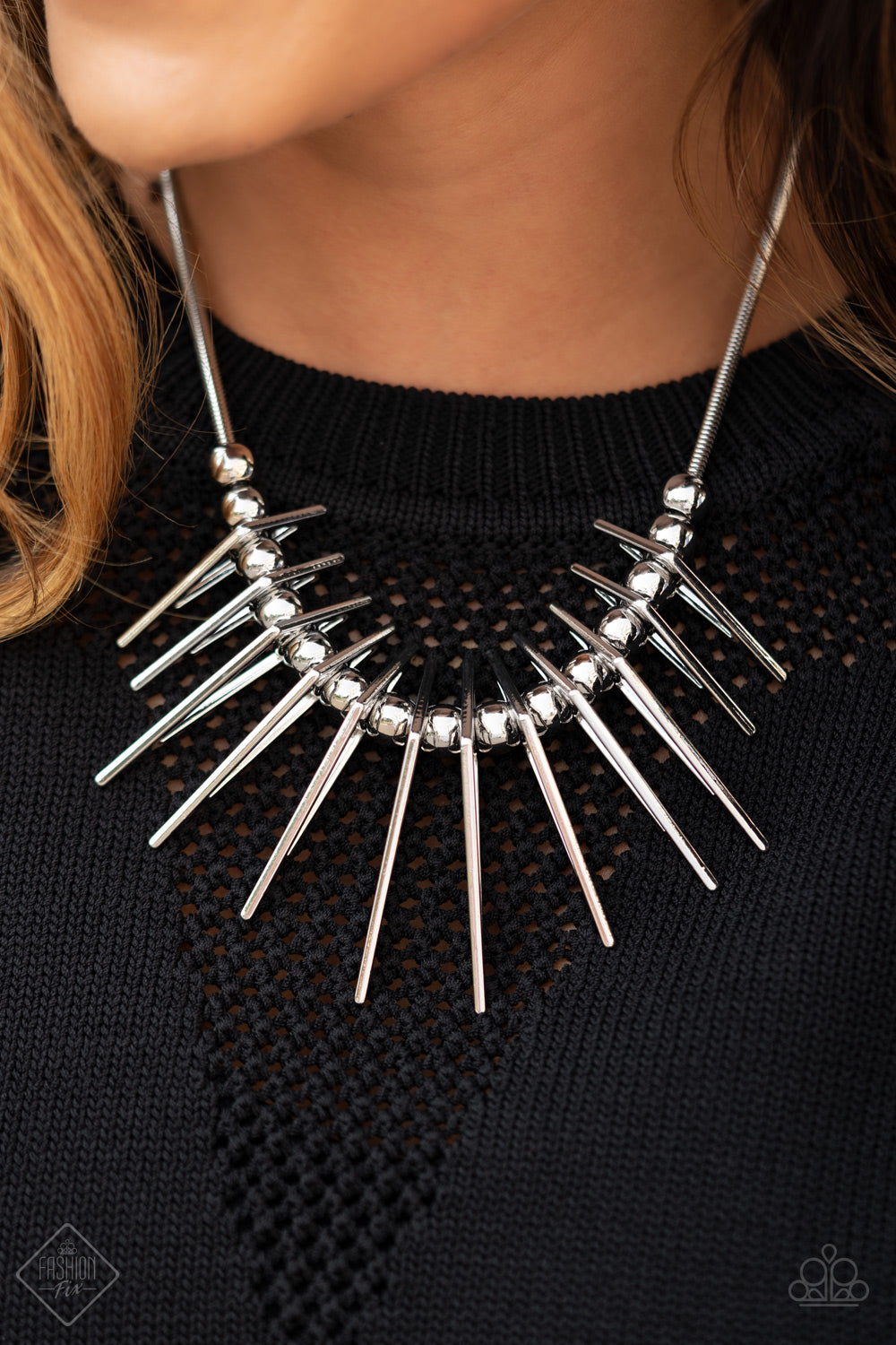Paparazzi Fully Charged Silver Short Necklace - Fashion Fix Sunset Sightings December 2020