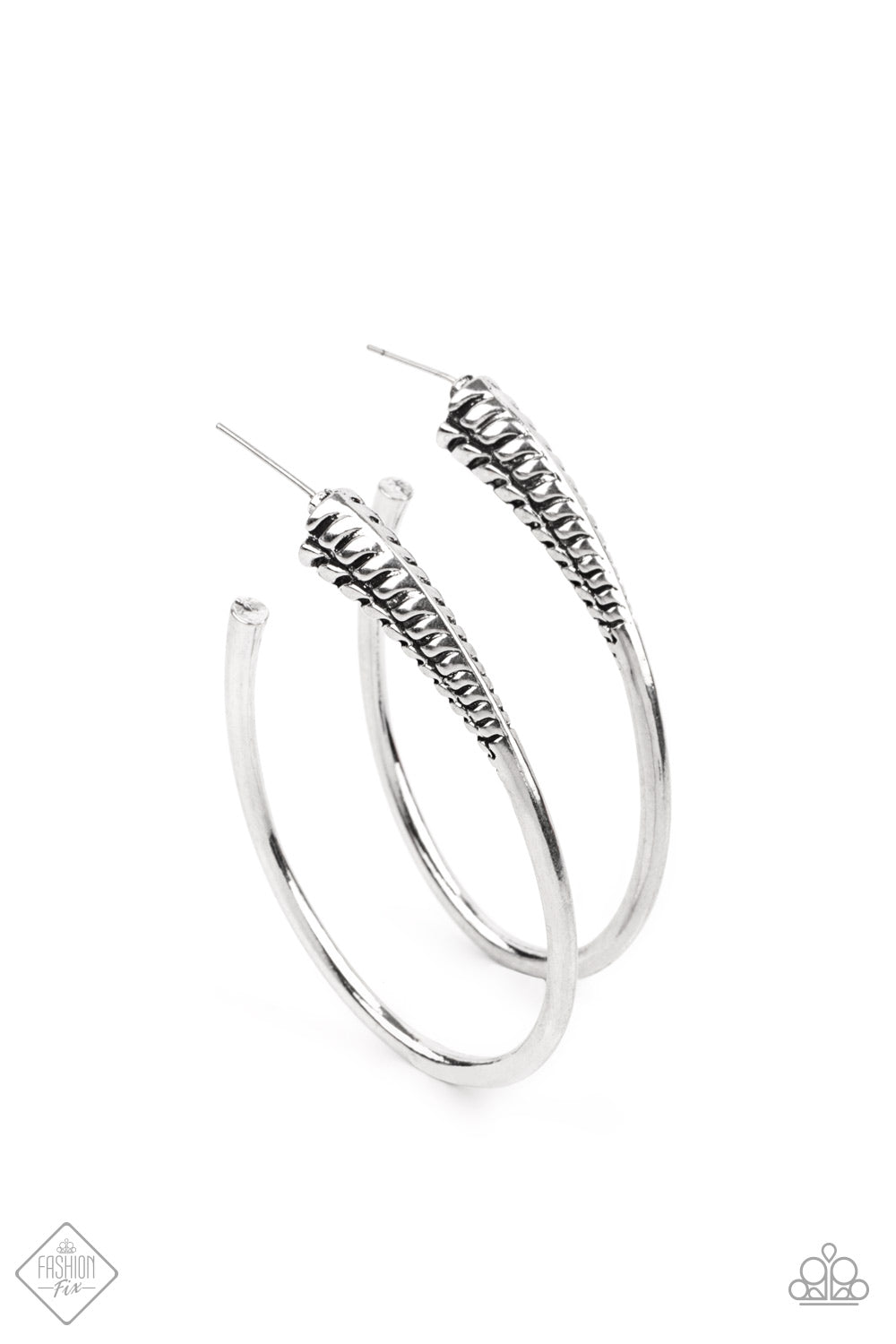 Paparazzi Fully Loaded Silver Post Hoop Earrings - Fashion Fix Magnificent Musings April 2021