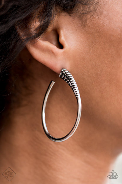 Paparazzi Fully Loaded Silver Post Hoop Earrings - Fashion Fix Magnificent Musings April 2021