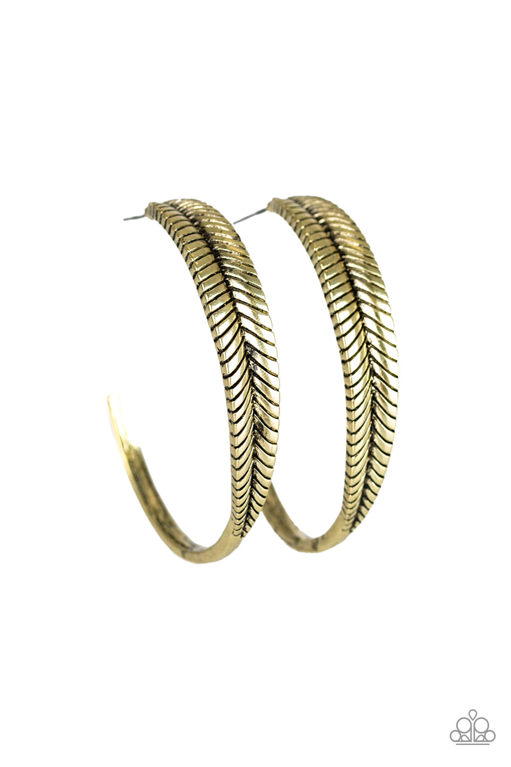 Paparazzi Funky Feathers Brass Post Hoop Earrings