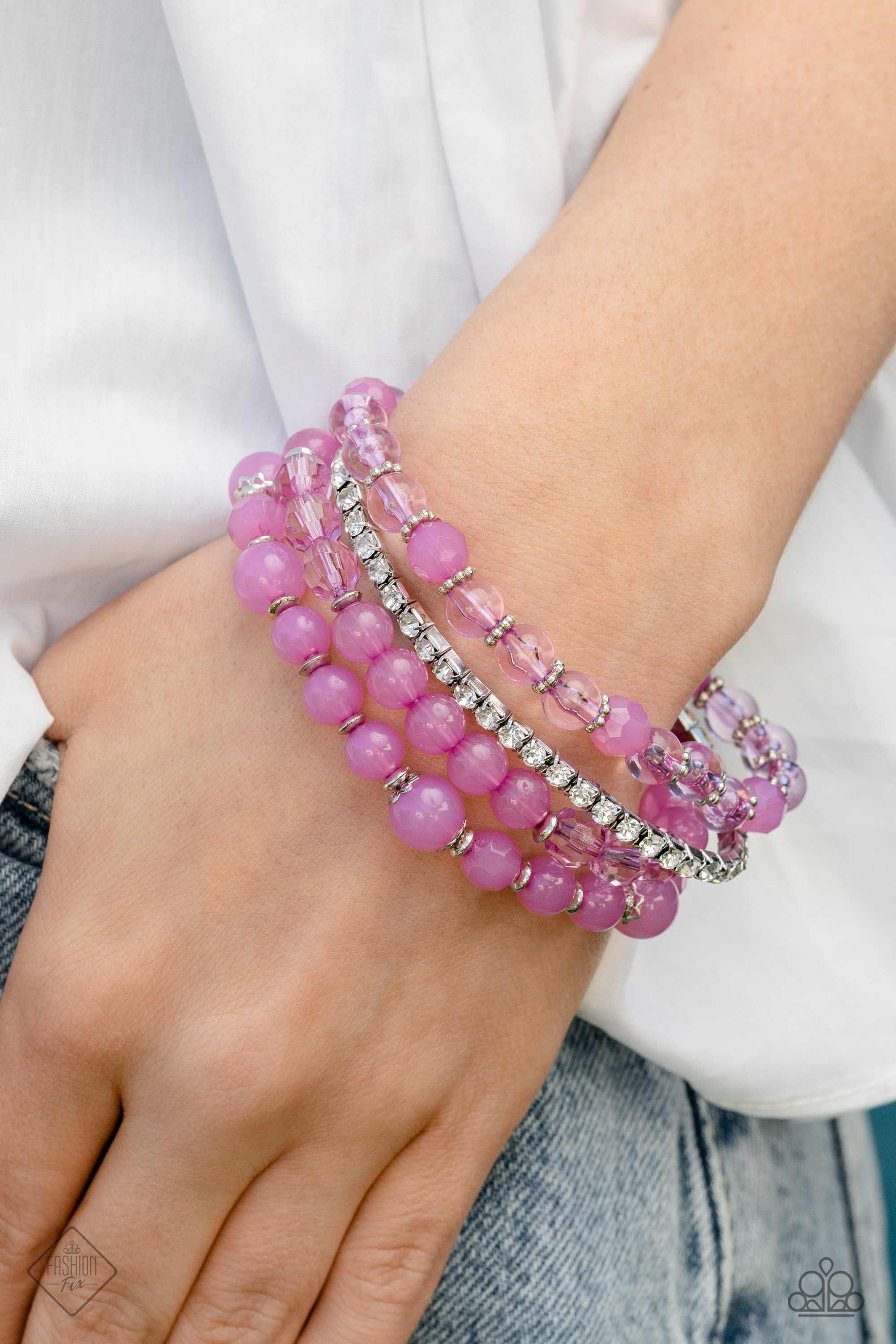 Paparazzi GARDEN the Interruption Purple Stretch Bracelet - Fashion Fix Glimpses of Malibu March 2023 GM-0323 - P9WH-PRXX-287NG