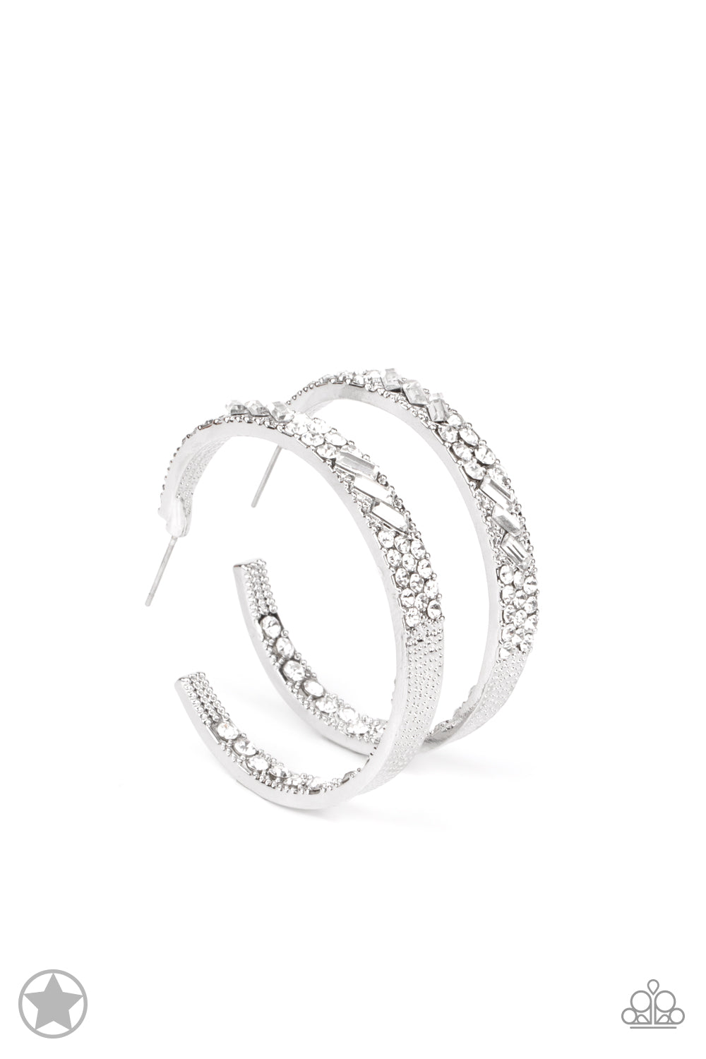 Paparazzi GLITZY By Association White Post Hoop Earrings