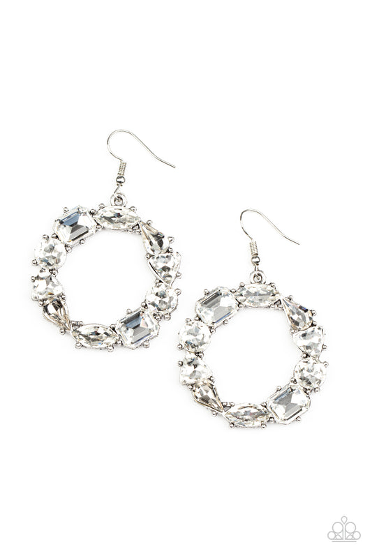 Paparazzi Glowing In Circles White Fishhook Earrings