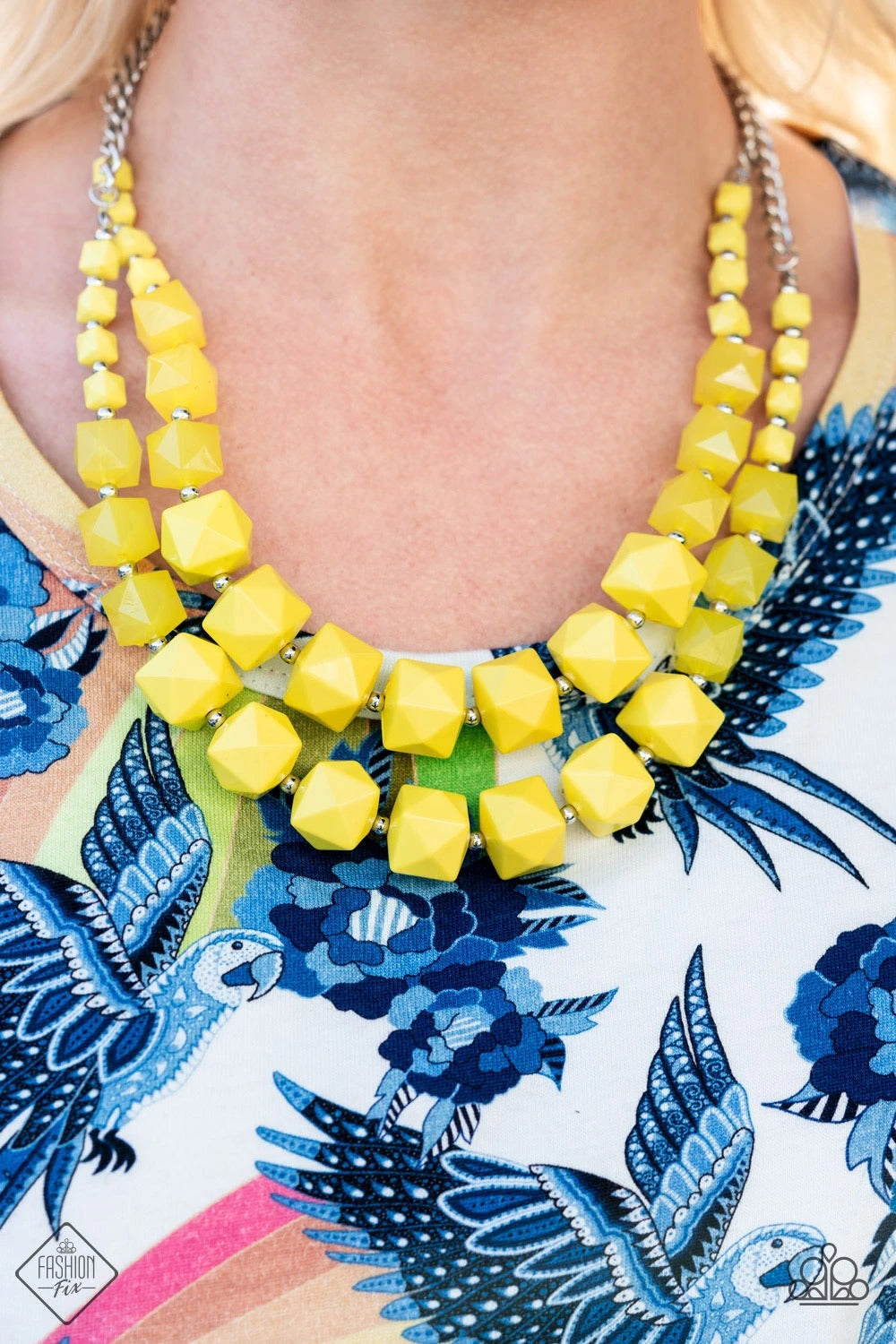 Paparazzi Summer Excursion Yellow Short Necklace - Fashion Fix Glimpses of Malibu July 2021