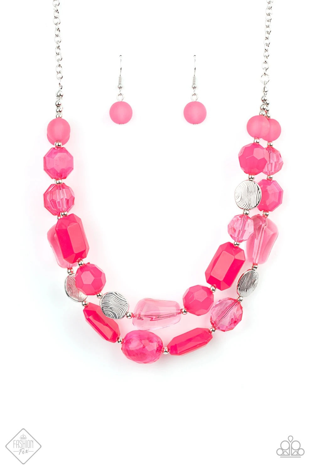 Paparazzi Oceanic Opulence Pink Short Necklace - Fashion Fix Glimpses of Malibu August 2021
