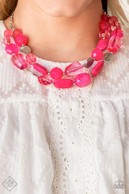 Paparazzi Oceanic Opulence Pink Short Necklace - Fashion Fix Glimpses of Malibu August 2021