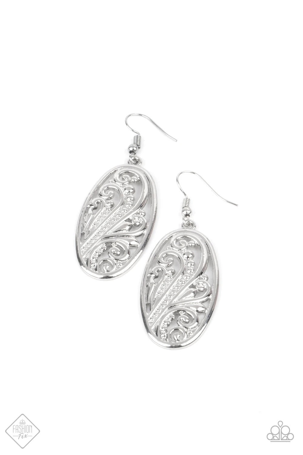 Paparazzi High Tide Terrace Silver Fishhook Earrings - Fashion Fix Glimpses of Malibu August 2021