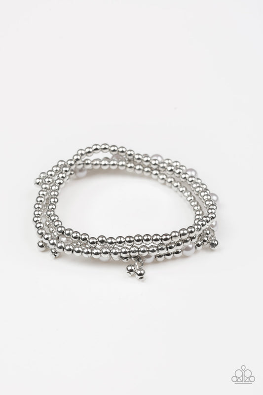 Paparazzi GRANDIOSE Slam Silver Stretch Bracelet - P9RE-SVXX-185FT